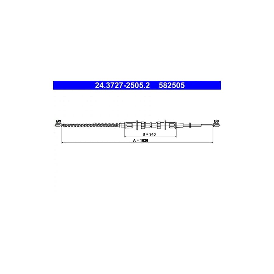 ATE 24.3727-2505.2 Hand Brake Cable for Skoda Octavia
