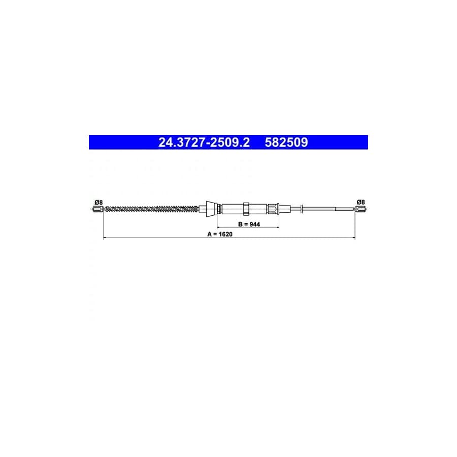 ATE 24.3727-2509.2 Hand Brake Cable for Skoda Octavia