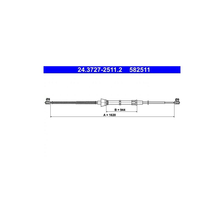 ATE 24.3727-2511.2 Hand Brake Cable for Skoda Octavia