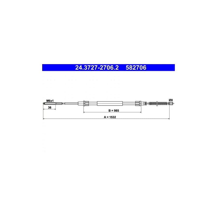 ATE 24.3727-2706.2 Hand Brake Cable