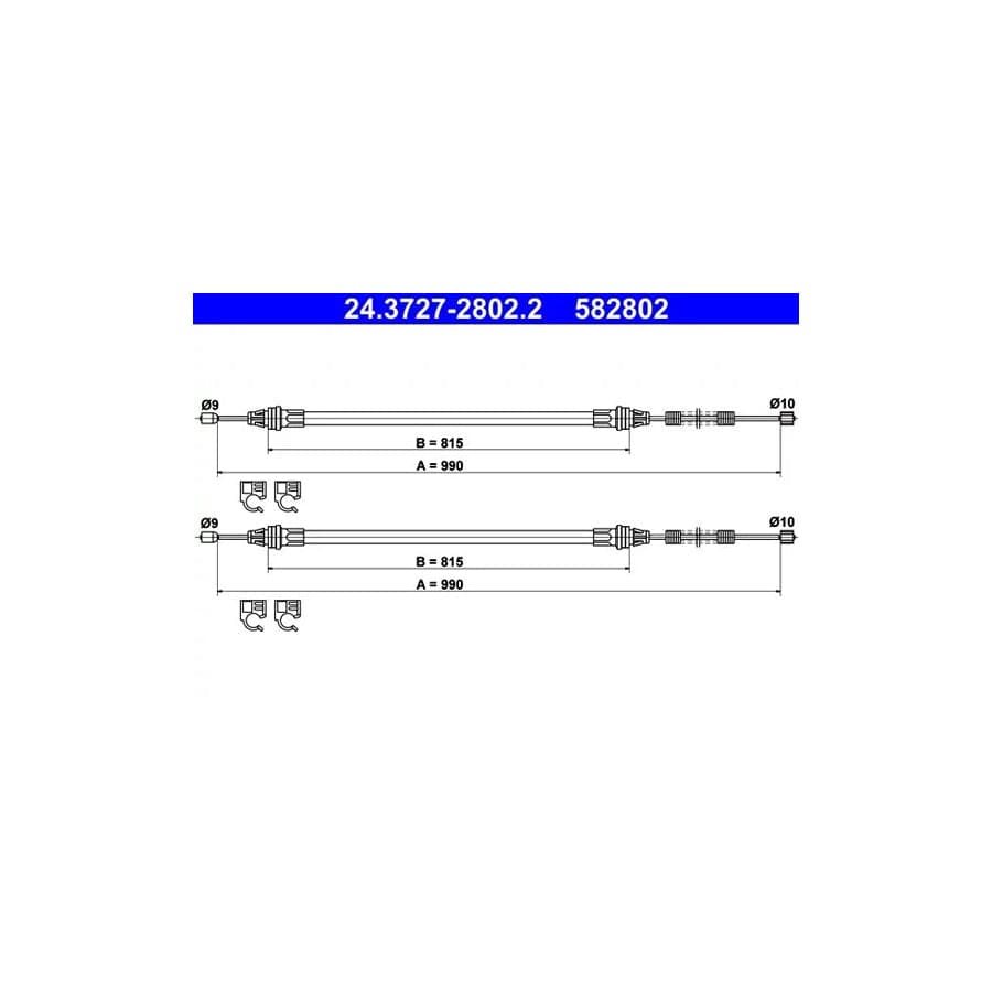 ATE 24.3727-2802.2 Hand Brake Cable