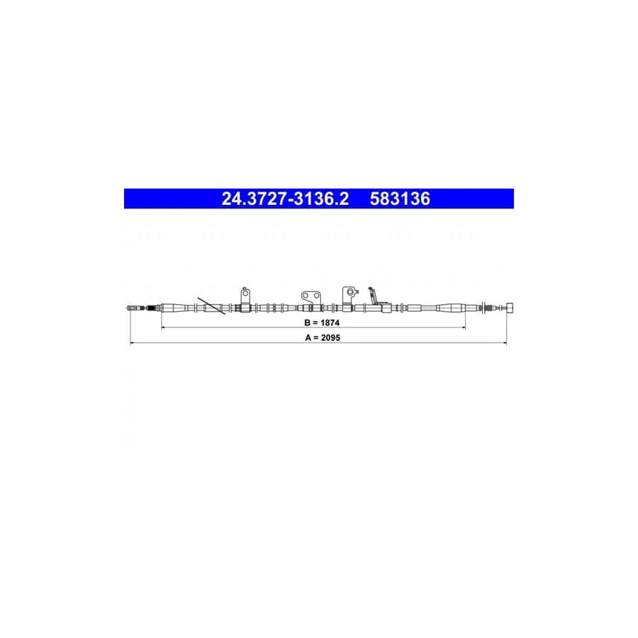 ATE 24.3727-3136.2 Hand Brake Cable for Hyundai Santa Fe