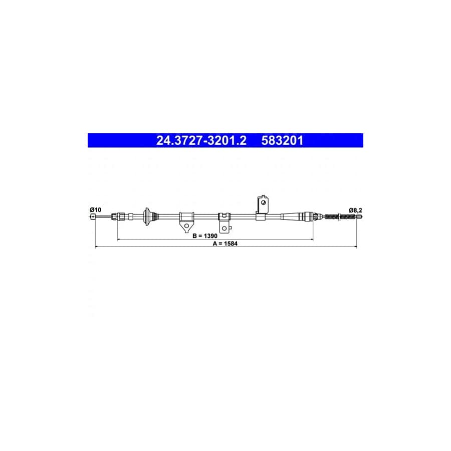 ATE 24.3727-3201.2 Hand Brake Cable for KIA Rio