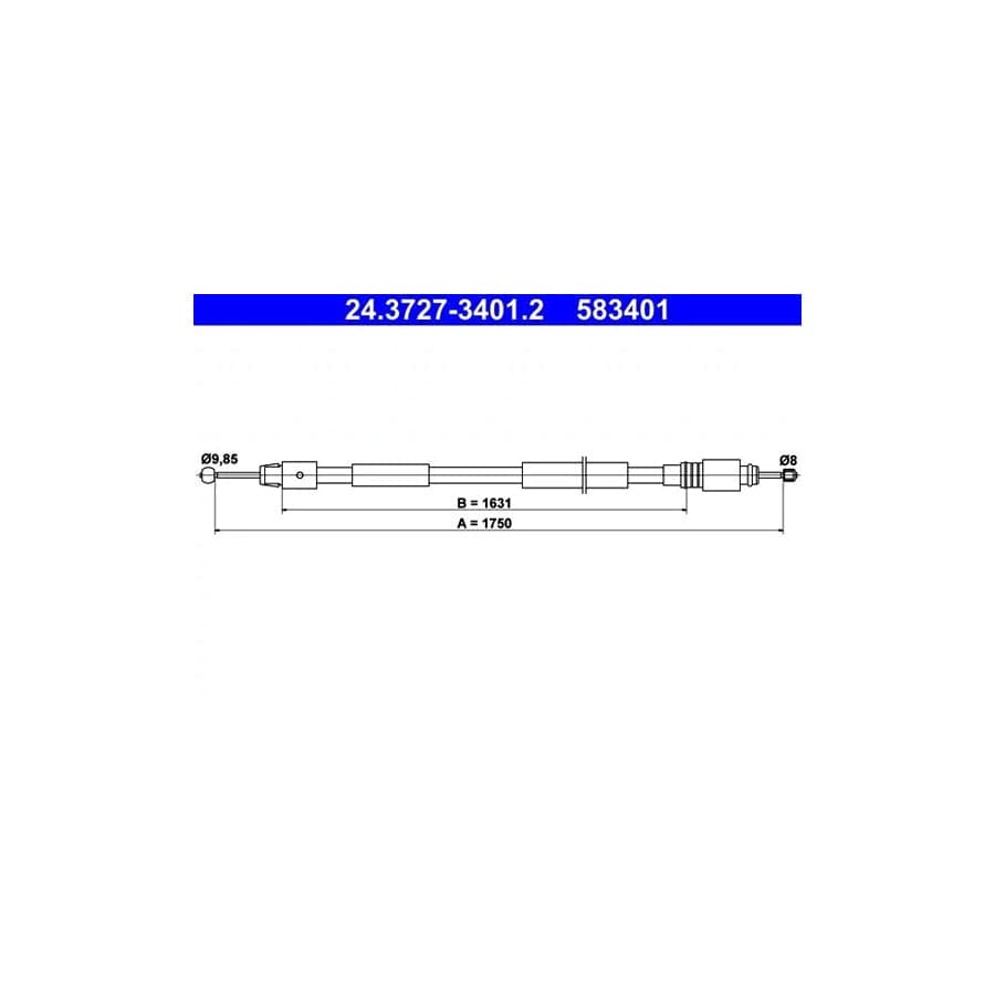 ATE 24.3727-3401.2 Hand Brake Cable for VW Touareg I (7La, 7L6, 7L7)