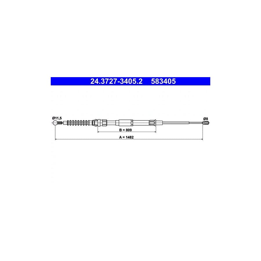 ATE 24.3727-3405.2 Hand Brake Cable for VW Beetle Hatchback (5C1, 5C2)