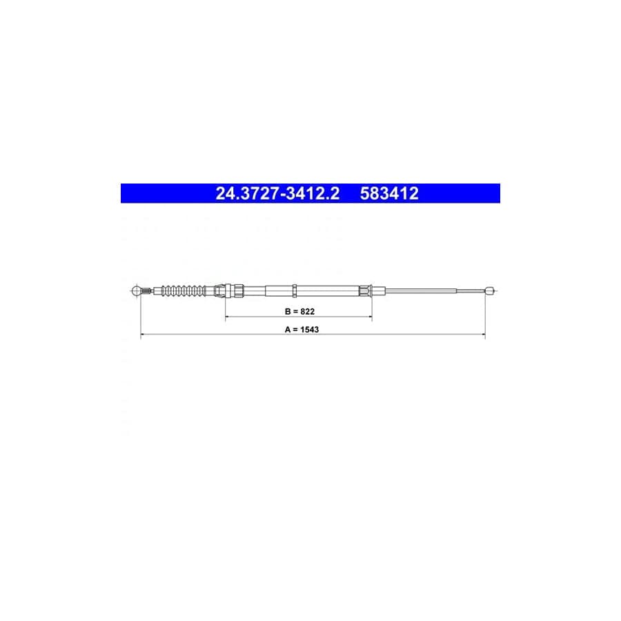 ATE 24.3727-3412.2 Hand Brake Cable for Skoda Octavia
