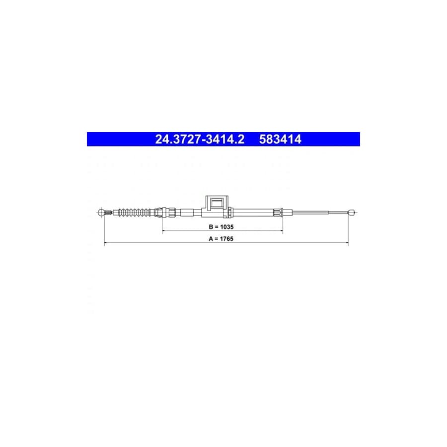 ATE 24.3727-3414.2 Hand Brake Cable for Skoda Octavia