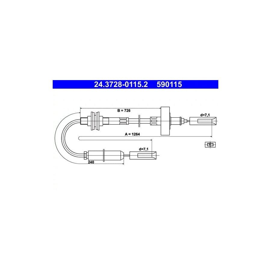 ATE 24.3728-0115.2 Clutch Cable for Audi 100