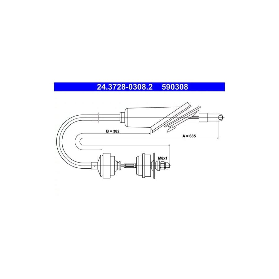 ATE 24.3728-0308.2 Clutch Cable for Citroen Ax