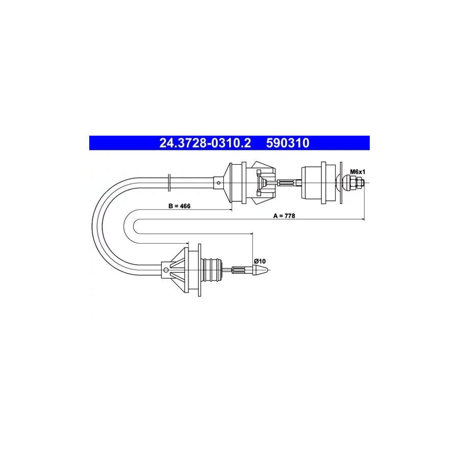 ATE 24.3728-0310.2 Clutch Cable for Citroen Xantia