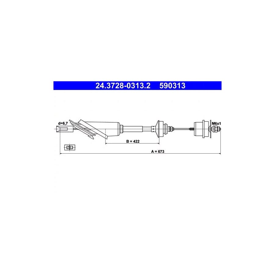 ATE 24.3728-0313.2 Clutch Cable for Citroen Saxo Hatchback
