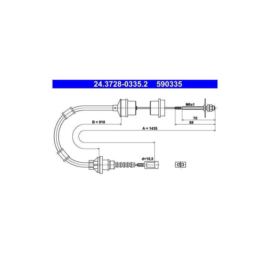 ATE 24.3728-0335.2 Clutch Cable