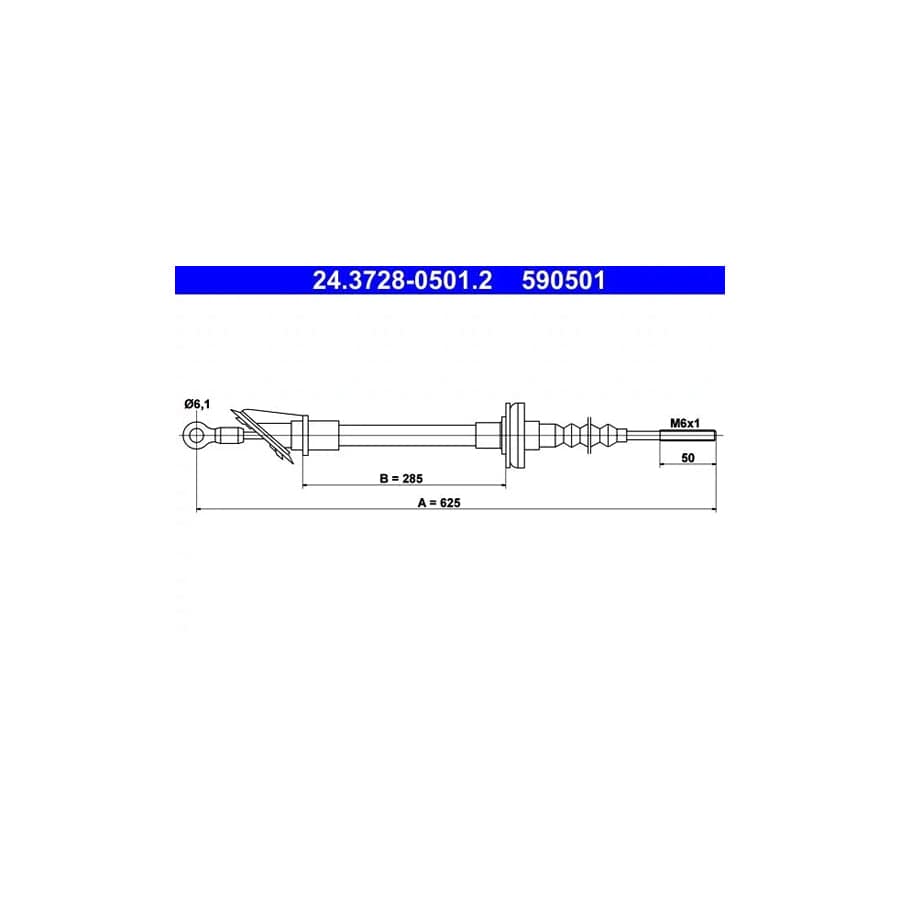ATE 24.3728-0501.2 Clutch Cable for Fiat Uno Hatchback (146)