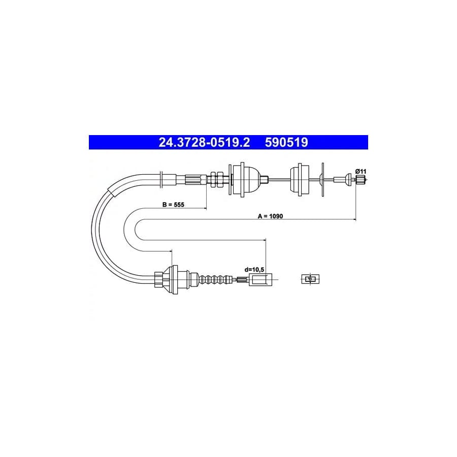 ATE 24.3728-0519.2 Clutch Cable