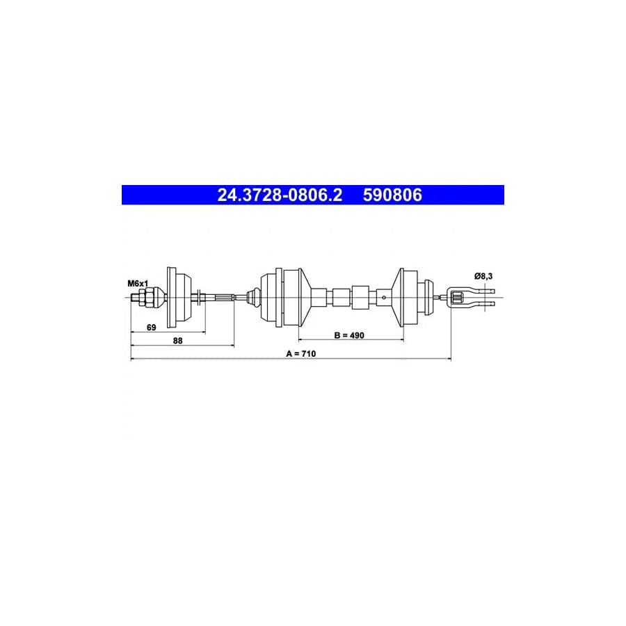 ATE 24.3728-0806.2 Clutch Cable