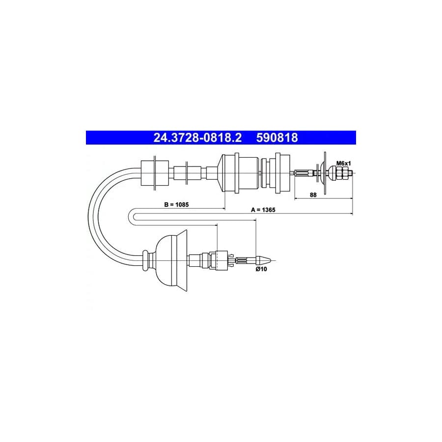 ATE 24.3728-0818.2 Clutch Cable for Peugeot 405