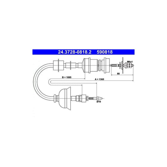ATE 24.3728-0818.2 Clutch Cable for Peugeot 405