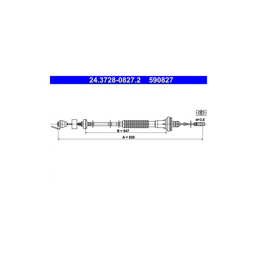 ATE 24.3728-0827.2 Clutch Cable for Peugeot 206