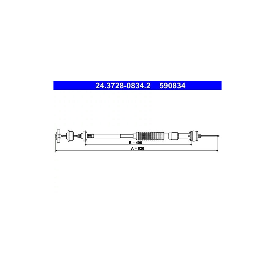ATE 24.3728-0834.2 Clutch Cable for Peugeot 306