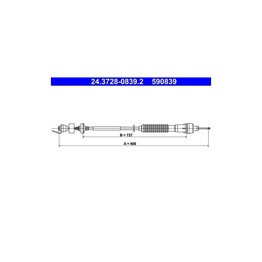 ATE 24.3728-0839.2 Clutch Cable for Citroen Xsara