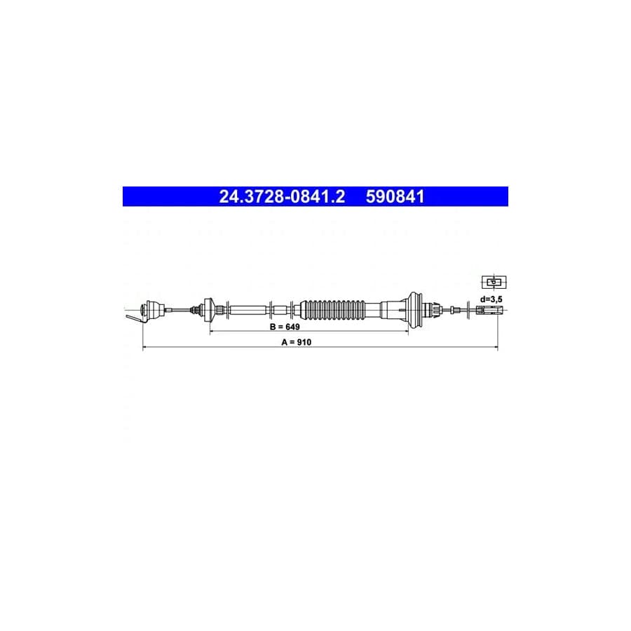 ATE 24.3728-0841.2 Clutch Cable for Peugeot 206