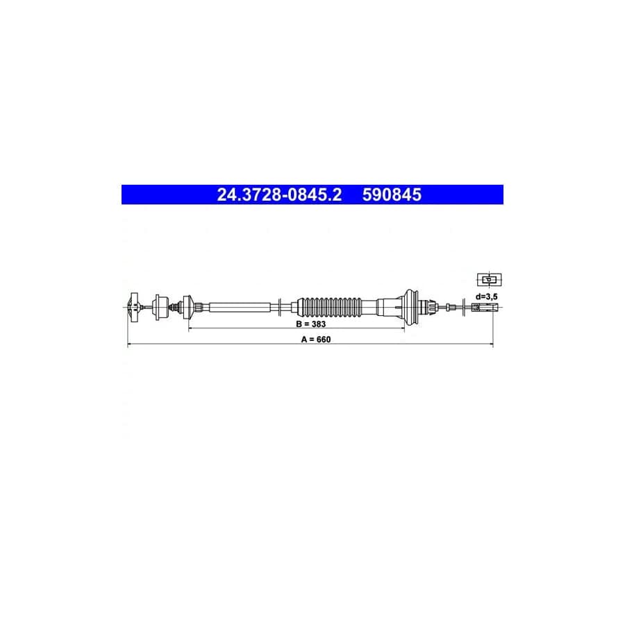 ATE 24.3728-0845.2 Clutch Cable for Peugeot 206