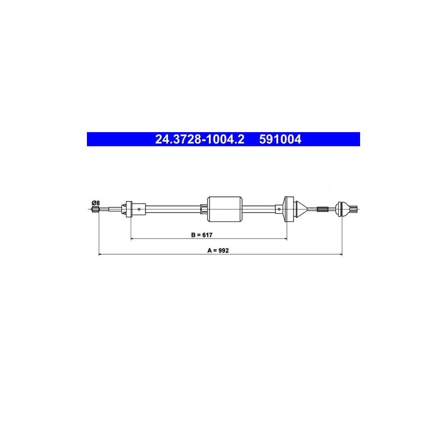 ATE 24.3728-1004.2 Clutch Cable for Renault Clio