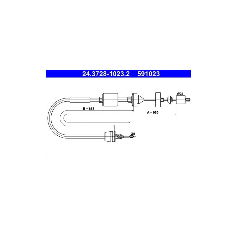 ATE 24.3728-1023.2 Clutch Cable