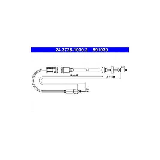 ATE 24.3728-1030.2 Clutch Cable for Renault Laguna
