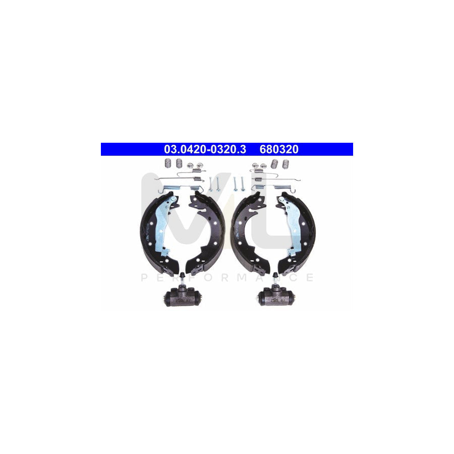 ATE Original Kit 03.0420-0320.3 Brake Shoe Set for BMW 3 Saloon (E30) with accessories, with wheel brake cylinder