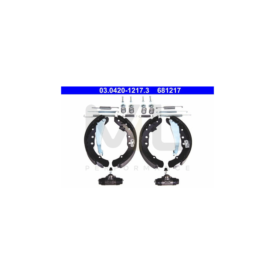 ATE Original Kit 03.0420-1217.3 Brake Shoe Set with accessories, with wheel brake cylinder