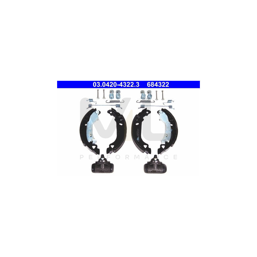 ATE Original Kit 03.0420-4322.3 Brake Shoe Set with accessories, with wheel brake cylinder