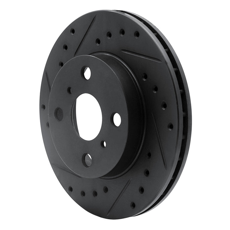 R1 Concepts R1 86-89 Toyota Celica Front Left Drilled & Slotted Black Brake Rotor