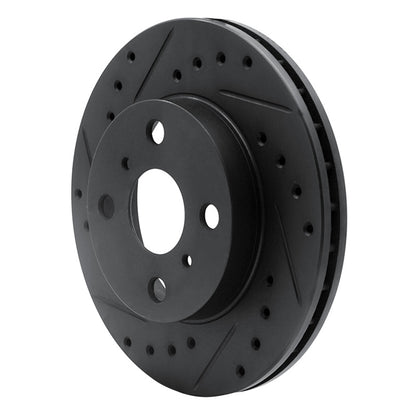R1 Concepts R1 86-89 Toyota Celica Front Left Drilled & Slotted Black Brake Rotor
