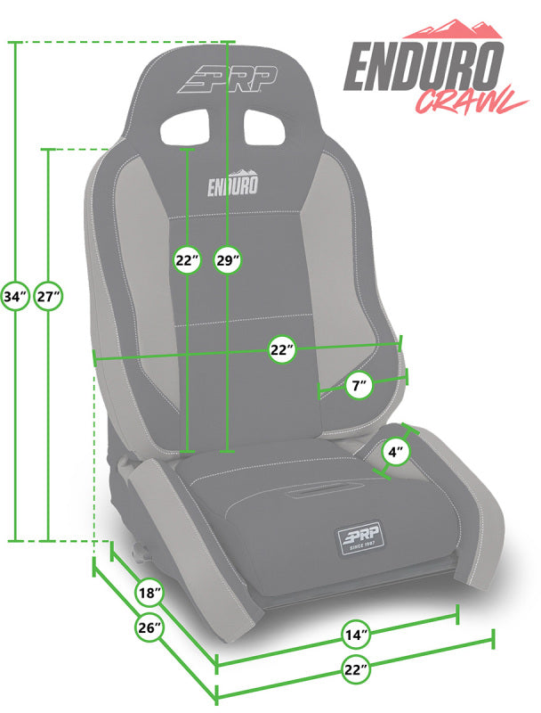 PRP Seats PRP EnduroCrawl Reclining Suspension Seat (Driver Side) - Black Tweed