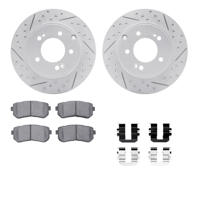 R1 Concepts R1 14-19 Hyundai Tucson Rear Drill/Slot Carbon Coated Rotor Set w/Optimum Pads