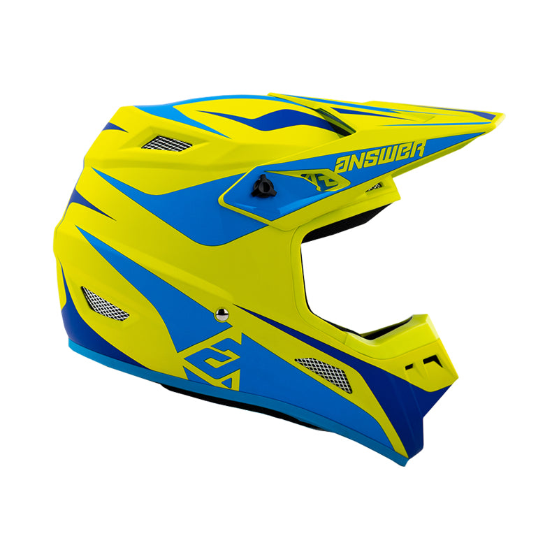 Answer 26 AR1 Mototown Helmet Matte Hyper Acid/Cyan/Dark Blue Youth  - Large