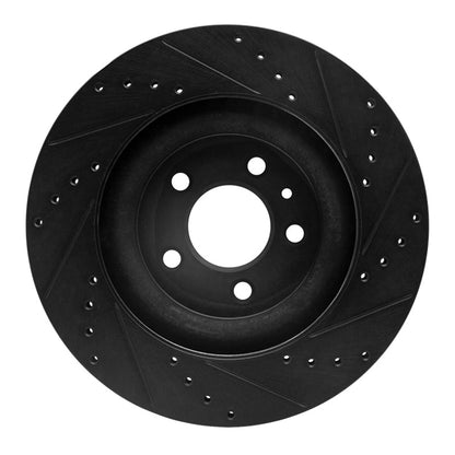 R1 Concepts R1 11-14 Ford Mustang Front Left Drilled & Slotted Black Brake Rotor