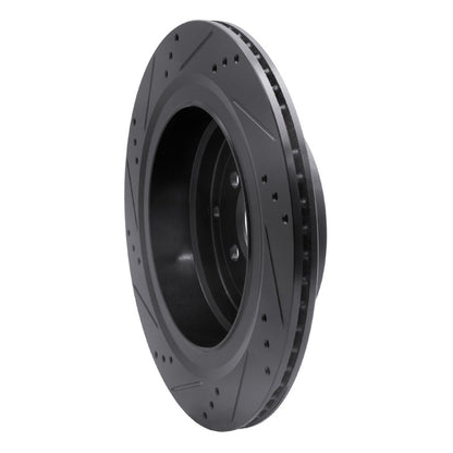 R1 Concepts R1 06-12 Land Rover Range Rover Rear Right Drilled & Slotted Black Brake Rotor