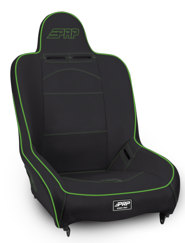 PRP Seats PRP Premier High Back Suspension Seat- Black/Green Vinyl