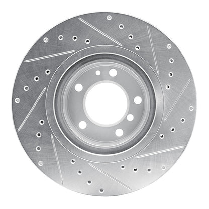 R1 Concepts R1 93-97 BMW 850CI Front Left Drilled & Slotted Silver Brake Rotor