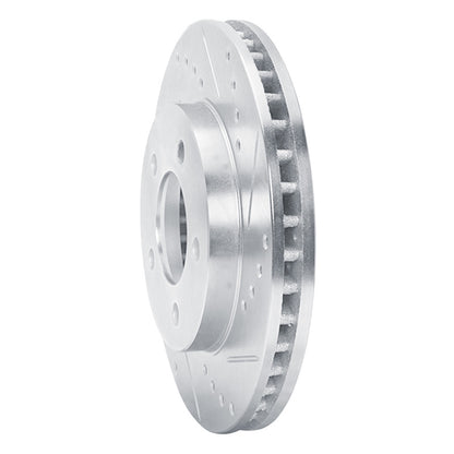 R1 Concepts R1 70-93 Ford Taurus (Excl SHO) Front Right Drilled & Slotted Silver Brake Rotor