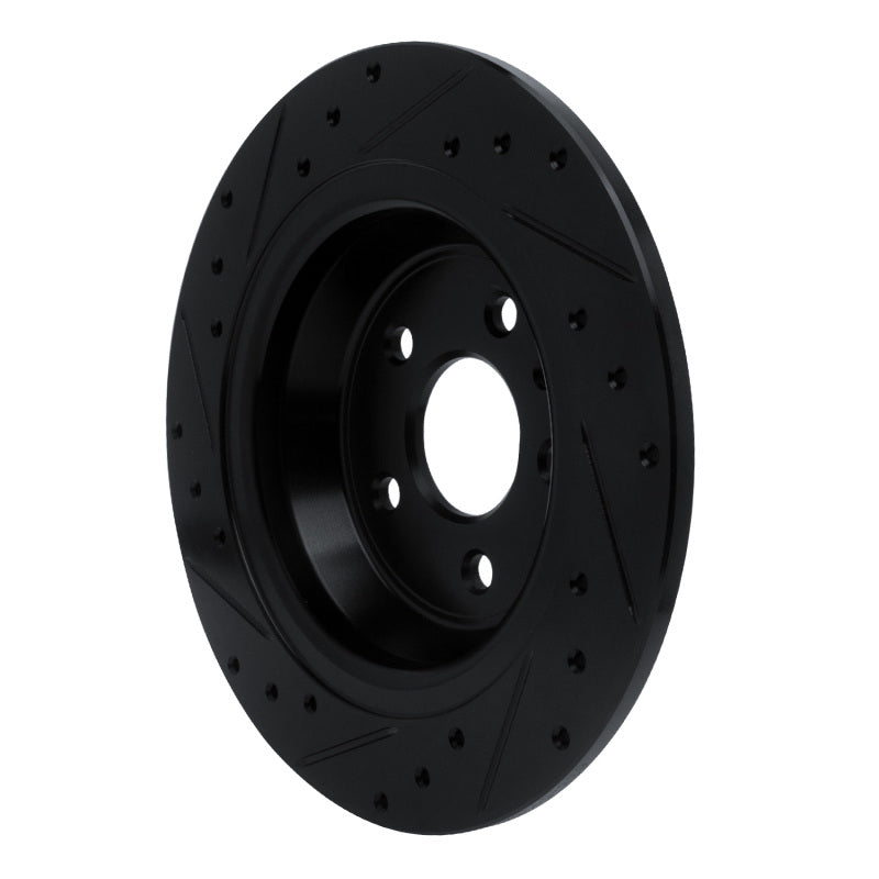 R1 Concepts R1 13-20 Ford Fusion Rear Right Drilled & Slotted Black Brake Rotor