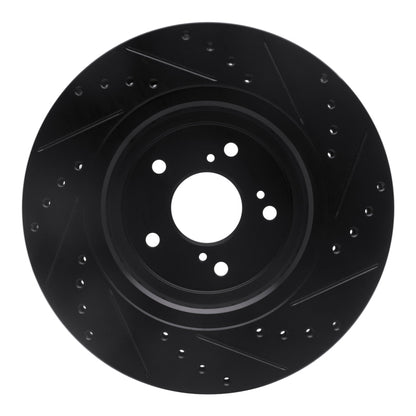 R1 Concepts R1 14-20 Acura TLX Front Left Drilled & Slotted Black Brake Rotor