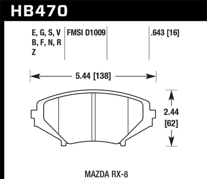 Hawk Performance Hawk 08-10 Mazda RX-8 Grand Touring/Sport/Touring / 04-07 RX-8 DTC-60 Race Front Brake Pads
