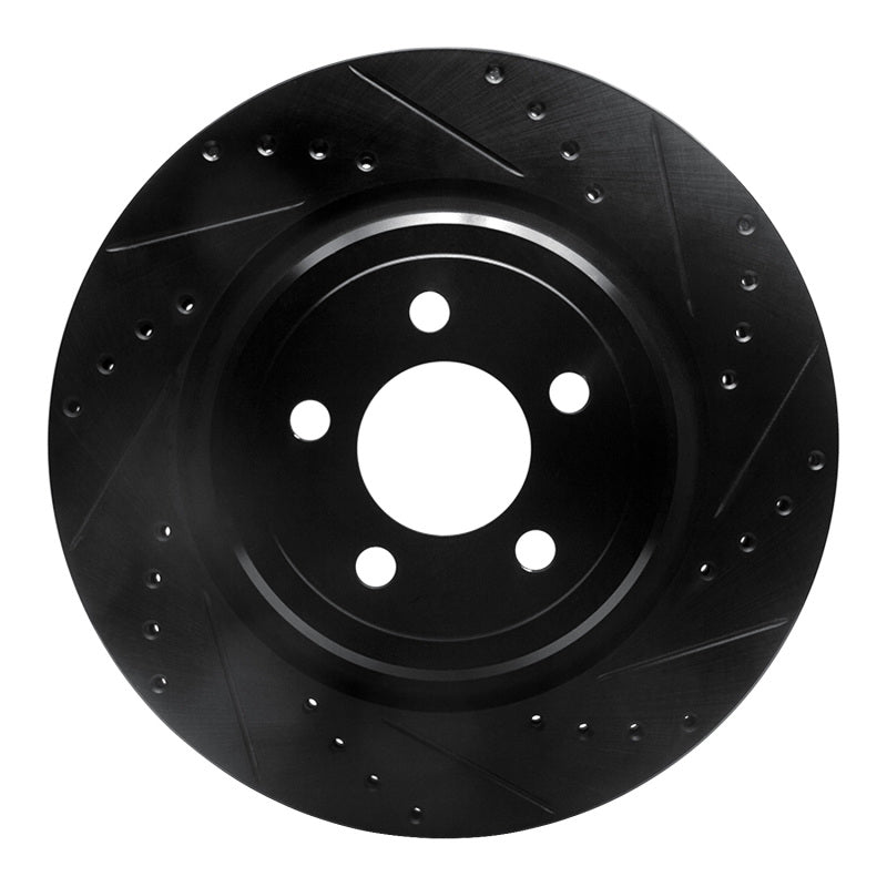 R1 Concepts R1 06-23 Dodge Charger Rear Right Drilled & Slotted Black Brake Rotor
