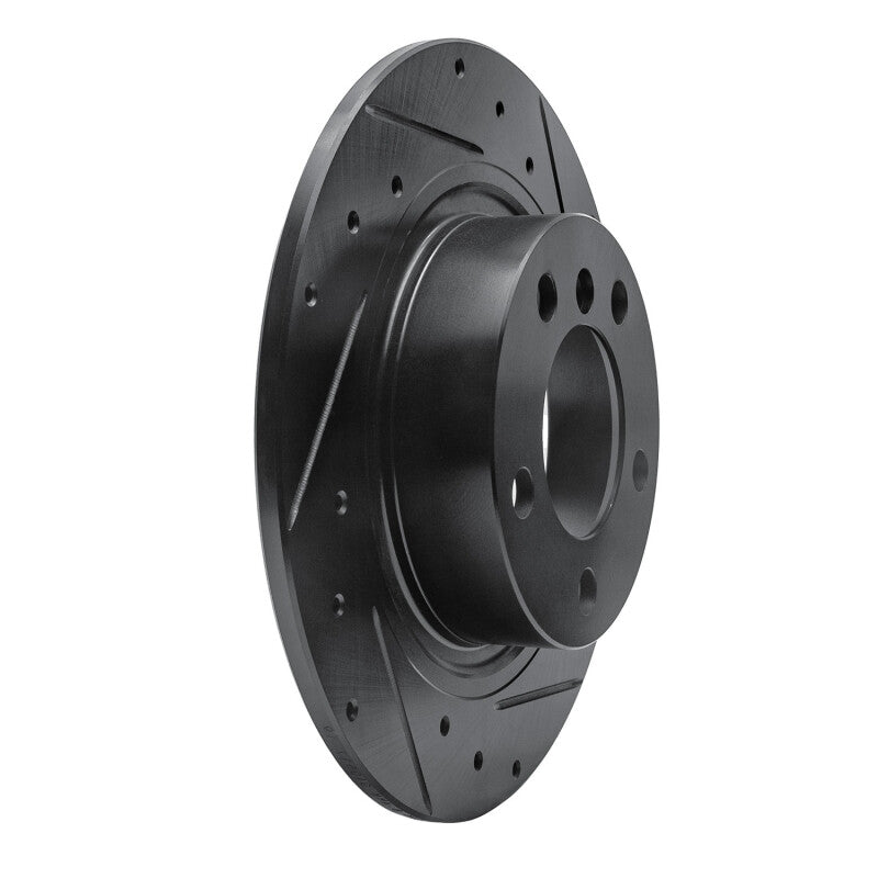 R1 Concepts R1 2013-2016 Mini Cooper Countryman Rear Right Drilled & Slotted Black Brake Rotor