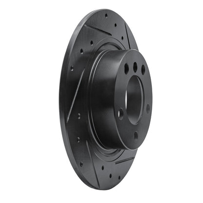 R1 Concepts R1 2013-2016 Mini Cooper Countryman Rear Right Drilled & Slotted Black Brake Rotor