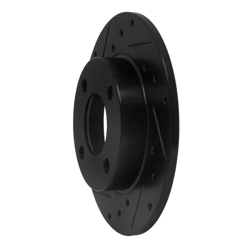 R1 Concepts R1 84-95 Audi 90 Quattro Rear Left Drilled & Slotted Black Brake Rotor