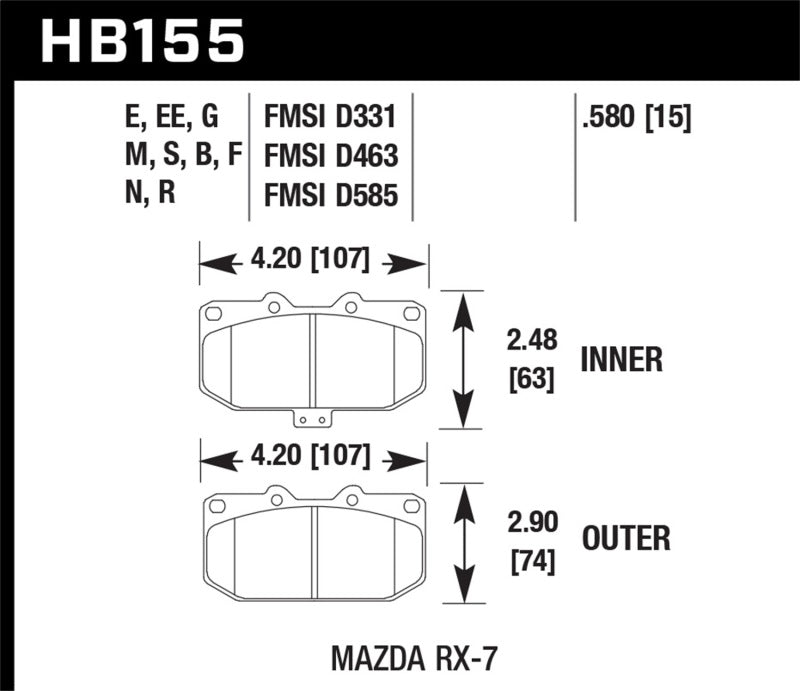 Hawk Performance Hawk 93-95 Mazda RX-7 Blue 9012 Front Brake Pads